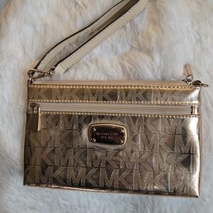 Michael Kors Metallic Gold Large Zip Clutch Wristlet